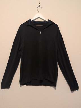 Kevin Coole Made in Italy Black Quarter Zip Knit Sweater XL